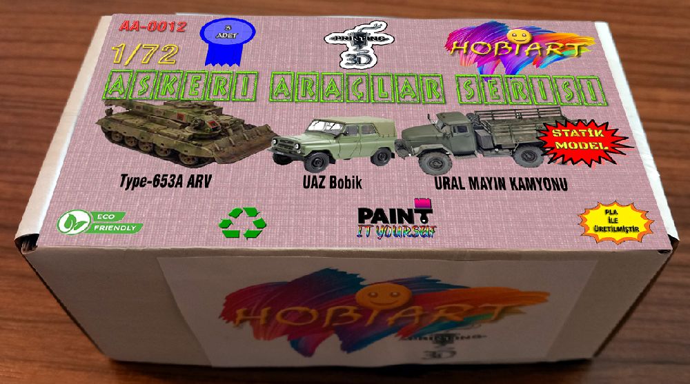 Diger Maket ve Modeller HOBART 3D Bask Satlk Aa-0012 Askeri Aralar Seti 1/72