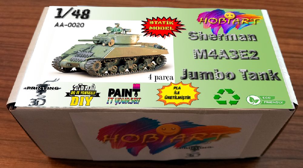 Diger Maket ve Modeller HOBART 3D Bask Satlk 1/48 Sherman M4A3E2 Jumbo Tank