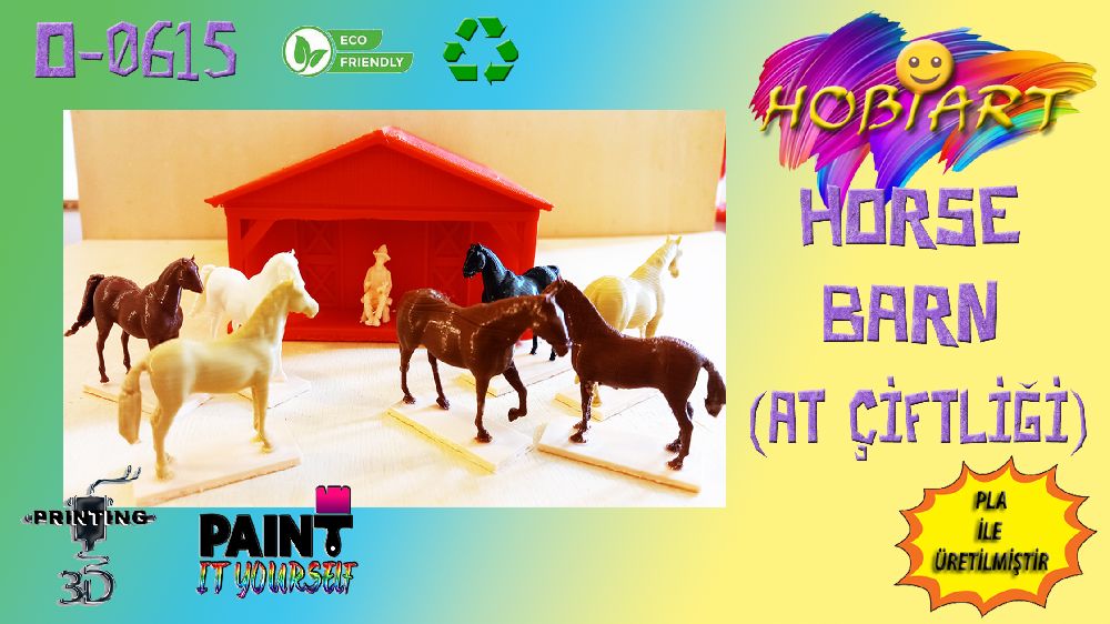 Oyunlar, Oyuncaklar HOBART 3D Bask Satlk O-0615 Horse Barn (At iftlii)