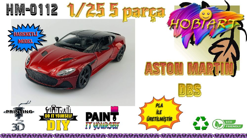 Araba Maketleri HOBART 3D Bask Satlk Hm-0112 Aston Martin Dbs 1/25 lek