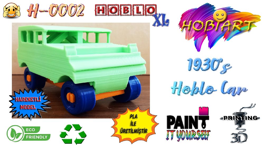 Oyunlar, Oyuncaklar HOBART 3D Bask Satlk H-0002 1930's Hoblo Car (Hoblo Xl Araba)