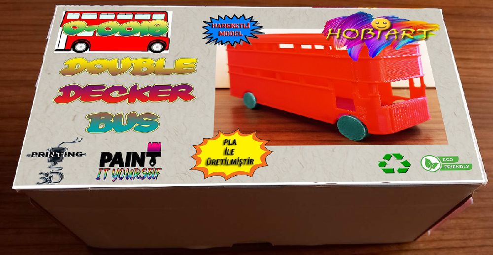 Oyunlar, Oyuncaklar HOBART 3D Bask Satlk O-0018 Double Decker Bus (ift Katl Otobs)
