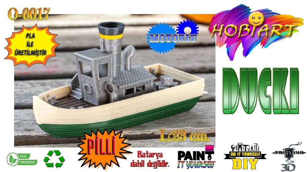 Oyunlar, Oyuncaklar HOBART 3D Bask Satlk O-0017 Ducki (Motorlu Oyuncak Gemi)