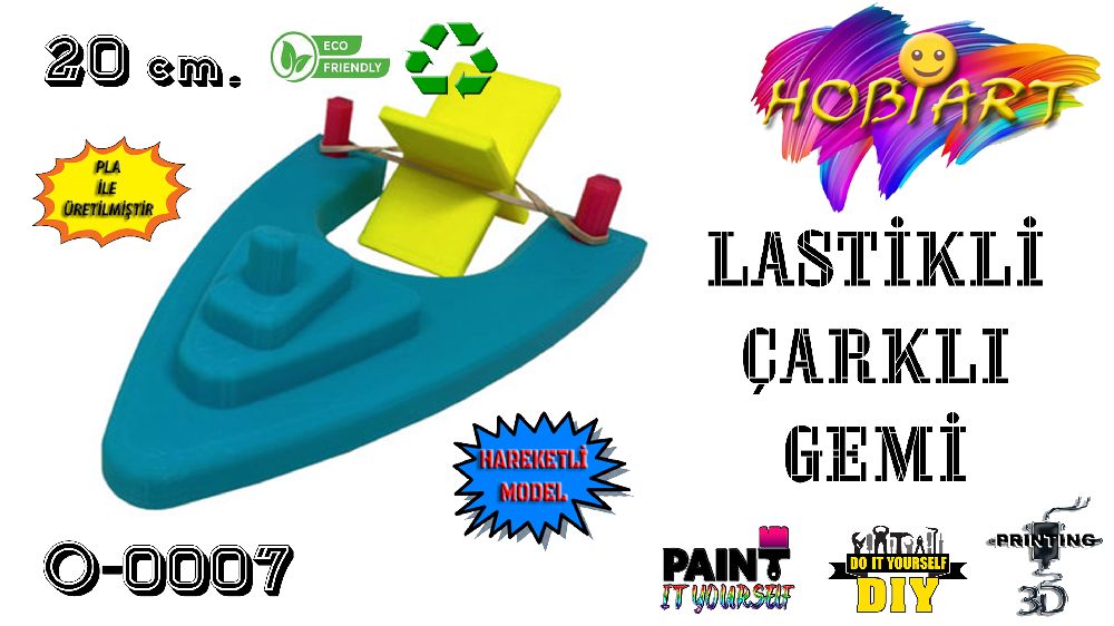 Oyunlar, Oyuncaklar HOBART 3D Bask Satlk O-0007 Lastikli arkl Gemi