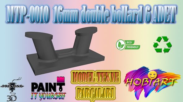 Gemi Maketleri HOBART 3D Bask Satlk Mtp-0010 16mm double bollard 6 Adet (Mod.Tek.Par.)