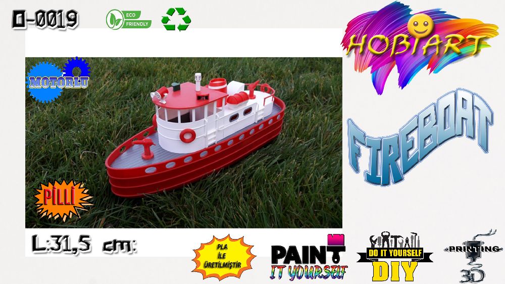 Oyunlar, Oyuncaklar HOBART 3D Bask Satlk O-0019 Fireboat(ift Motorlu Deniz tfaiye Gemisi)