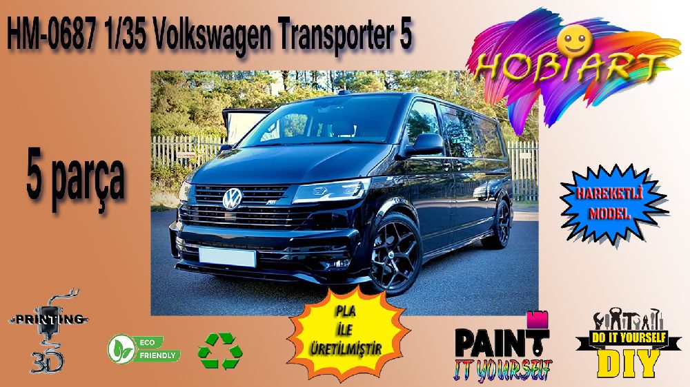 Araba Maketleri HOBART 3D Bask Satlk Hm-0687 1/35 Volkswagen Transporter 5