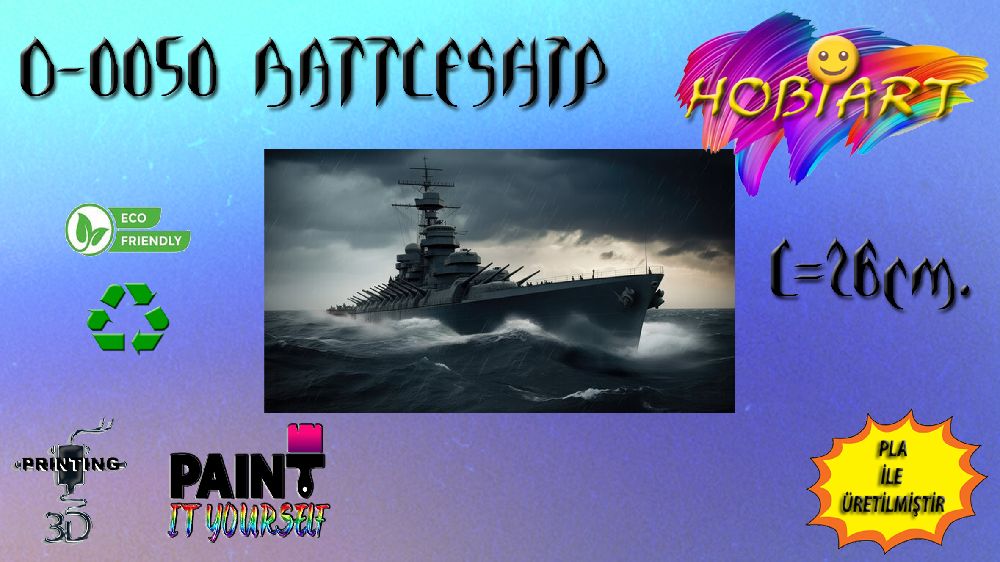 Gemi Maketleri HOBART 3D Bask Satlk O-0050 Battleshp