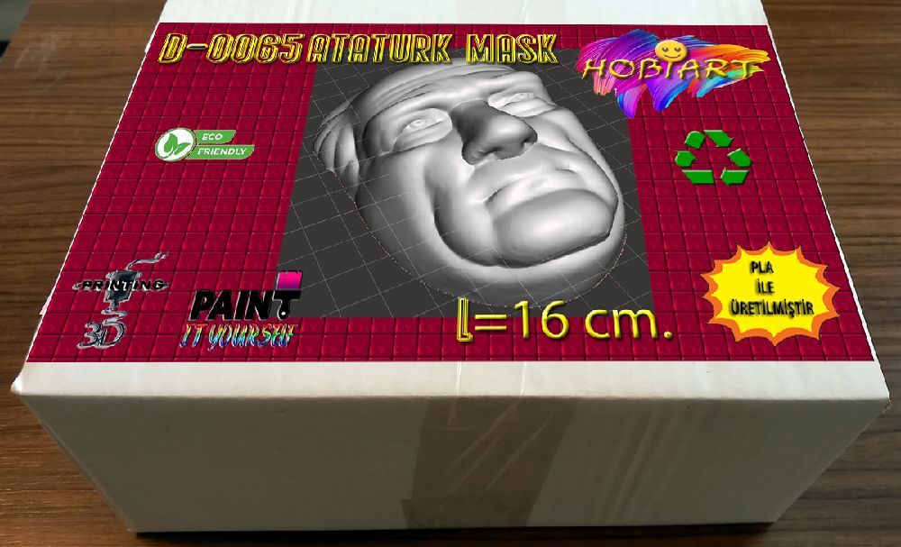 Duvar Dekorasyon Malzemeleri HOBART 3D Bask Satlk D-0065 Atatrk Mask