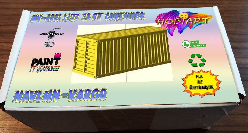 Diger Maket ve Modeller HOBART 3D Bask Satlk Nk-0001 1/87 20 Ft Contaner (Navlun - Kargo)