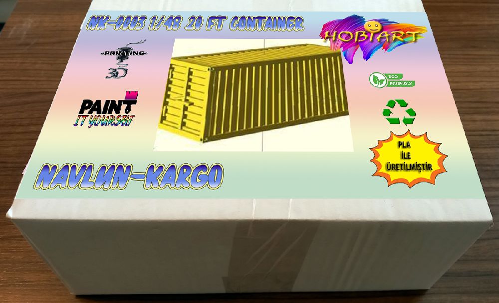 Diger Maket ve Modeller HOBART 3D Bask Satlk Nk-0003 1/48 20 Ft Contaner (Navlun - Kargo)