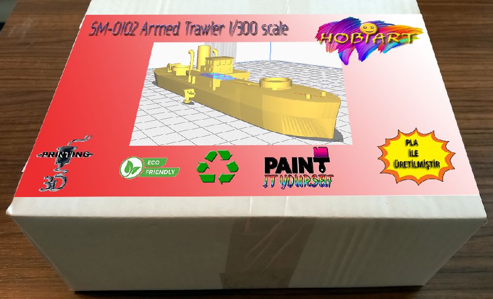 Gemi Maketleri HOBART 3D Bask Satlk Sm-0102 Armed Trawler 1/300 scale