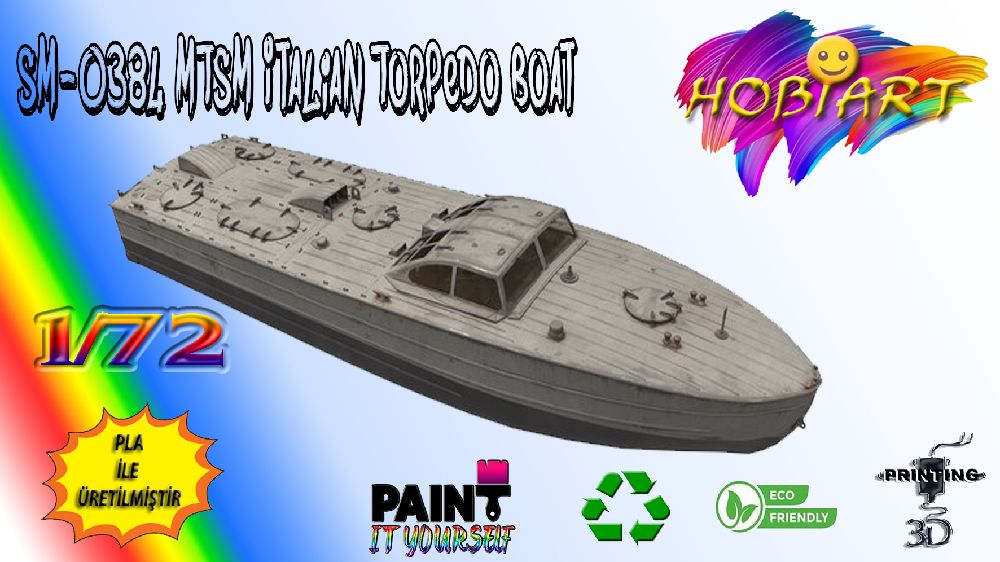 Gemi Maketleri HOBART 3D Bask Satlk Sm-0384 Mtsm Italian Torpedo Boat 1/72