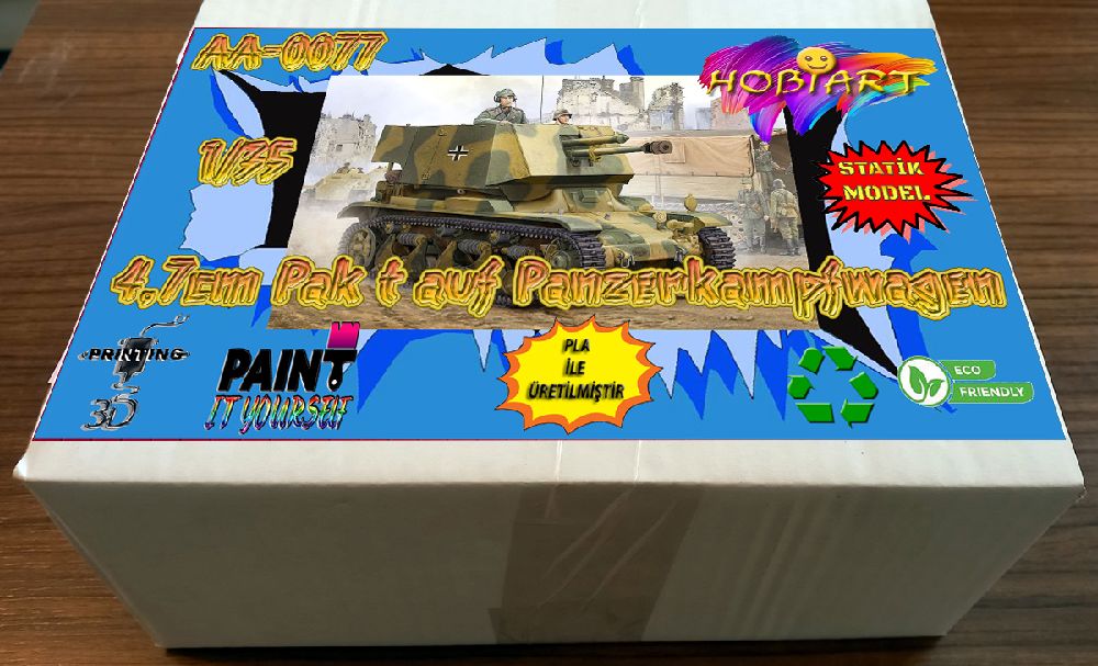 Diger Maket ve Modeller HOBART 3D Bask Satlk Aa-0077 1/35 4,7cm. Pak t auf Panzerkampfwagen