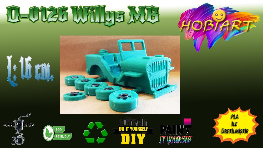Oyunlar, Oyuncaklar HOBART 3D Bask Satlk O-0126 Willys Mb