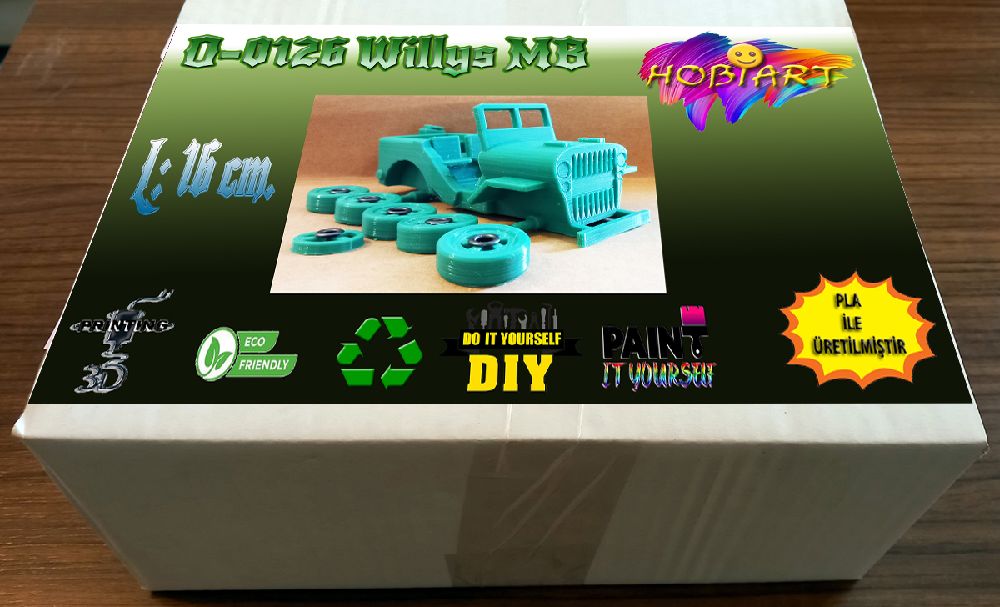 Oyunlar, Oyuncaklar HOBART 3D Bask Satlk O-0126 Willys Mb