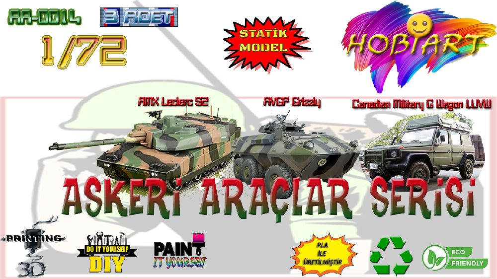 Diger Maket ve Modeller HOBART 3D Bask Satlk Aa-0014 1/72 Askeri Aralar Seti