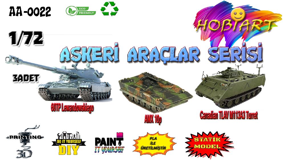 Diger Maket ve Modeller HOBART 3D Bask Satlk Aa-0022 1/72 Askeri Aralar Seti