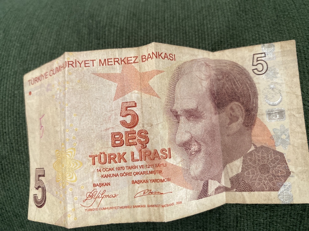 Paralar Trkiye Satlk Hatal basm 5 tl