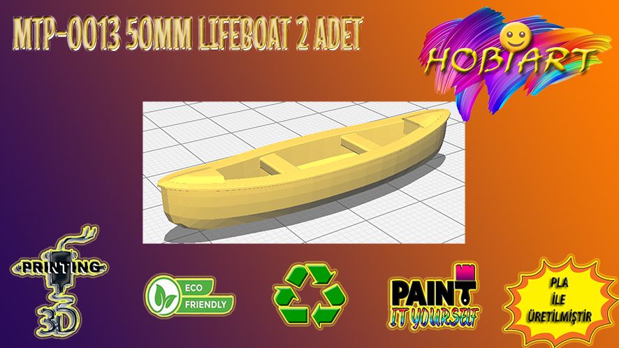 Gemi Maketleri HOBART 3D Bask Satlk Mtp-0013 50Mm Lfeboat (Model Tekne Paralar)