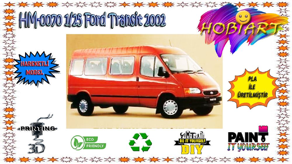 Araba Maketleri HOBART 3D Bask Satlk Hm-0070 1/25 Ford Transit 2002