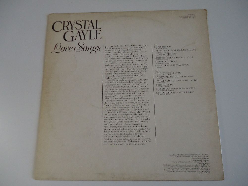 Folk Plak Satlk Crystal Gayle - Love Songs Lp Temiz