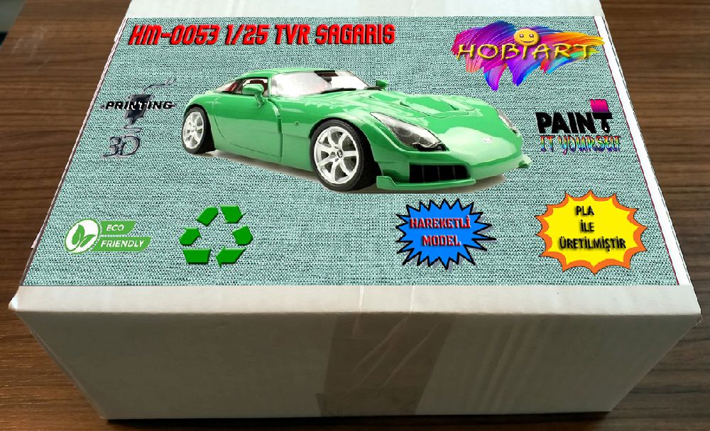 Araba Maketleri HOBART 3D Bask Satlk Hm-0053 1/25 Tvr Sagaris Spor Otomobil