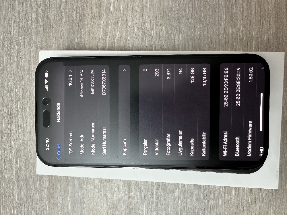 Cep Telefonu Apple Satlk phone 14 Pro 128gb (Temiz)