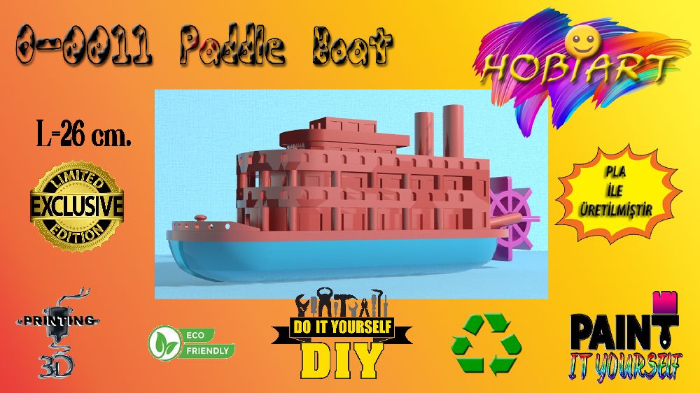 Oyunlar, Oyuncaklar HOBART 3D Bask Satlk O-0011 Paddle Boat (arkl Gemi)