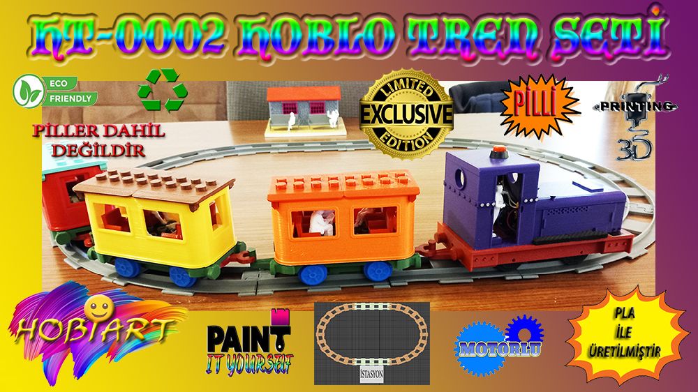 Oyunlar, Oyuncaklar HOBART 3D Bask Satlk Ht-0002 Hoblo Tren Seti (Pilli ve Motorlu)