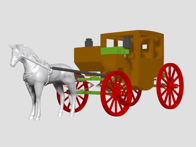 Diger Maket ve Modeller HOBART 3D Bask Satlk O-0027 Brougham Carriage 1/20 (At Arabas Maketi)