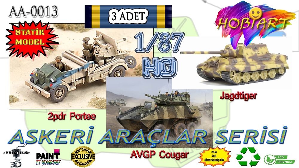 Diger Maket ve Modeller HOBART 3D Bask Satlk Aa-0013 1/87 Ho Askeri Aralar Seti