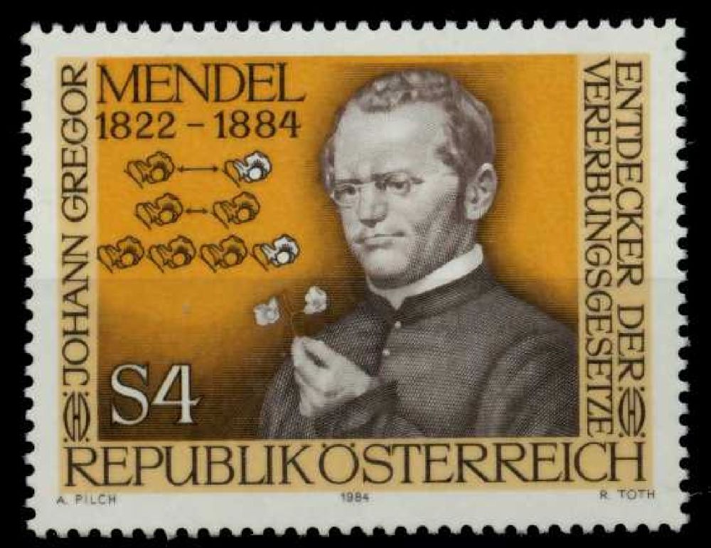 Pullar Satlk Avusturya 1984 Damgasz Johan Gregor Mendeln l