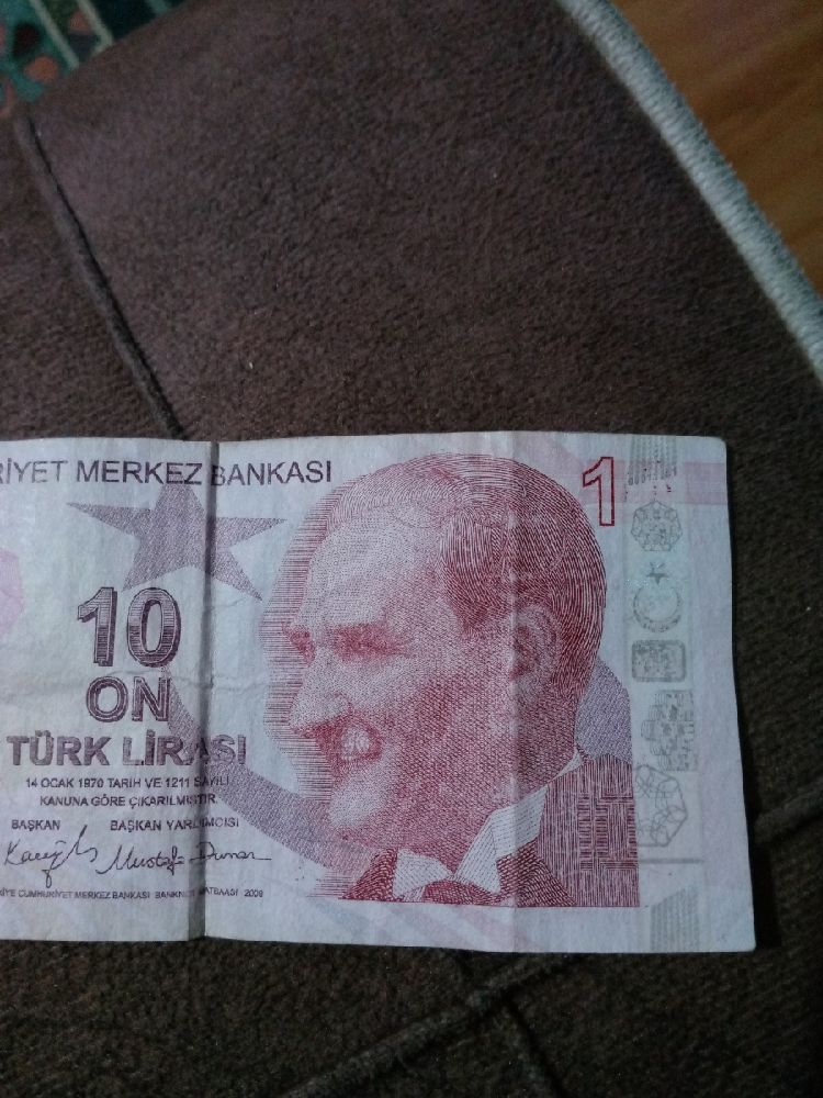 Paralar turkiye 10 TL Satlk hatal para