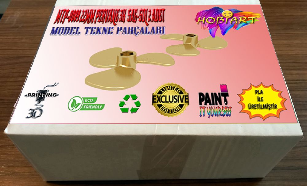 Uzaktan Kumandal Modeller HOBART 3D Bask Satlk Mtp-0089 22Mm Pervane 3K  Sag-Sol 2 Adet