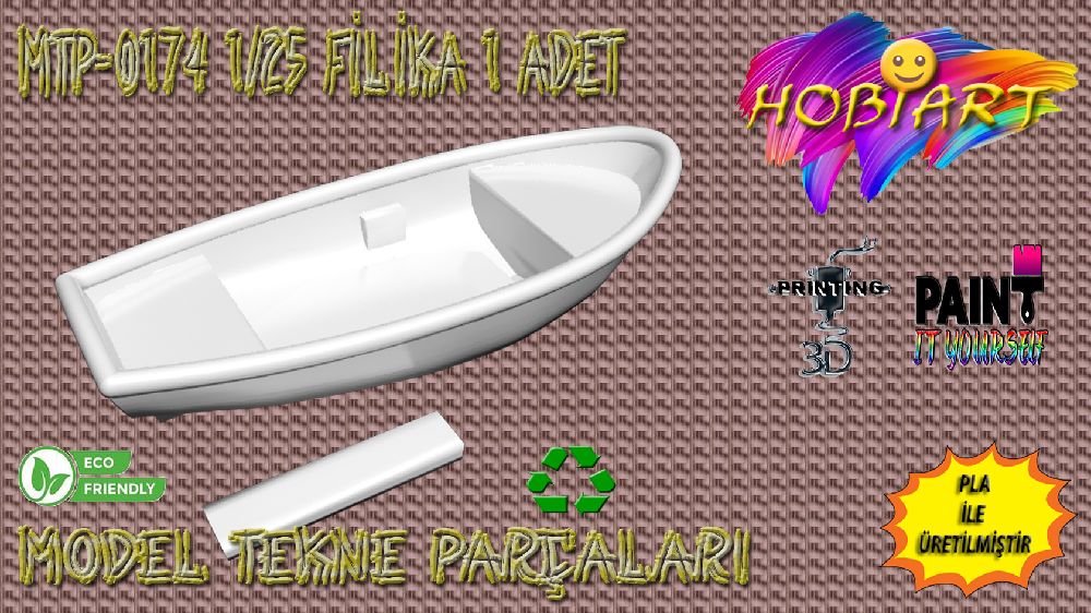 Uzaktan Kumandal Modeller HOBART 3D Bask Satlk Mtp-0174 1/25 Filika 1 Adet Model Tekne Paralar