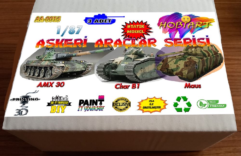 Diger Maket ve Modeller HOBART 3D Bask Satlk Aa-0015 1/87 Askeri Aralar Seti
