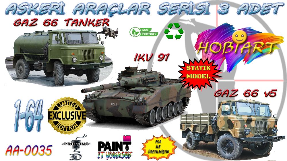Diger Maket ve Modeller HOBART 3D Bask Satlk Aa-0035 1-64 Ho Askeri Aralar Seti