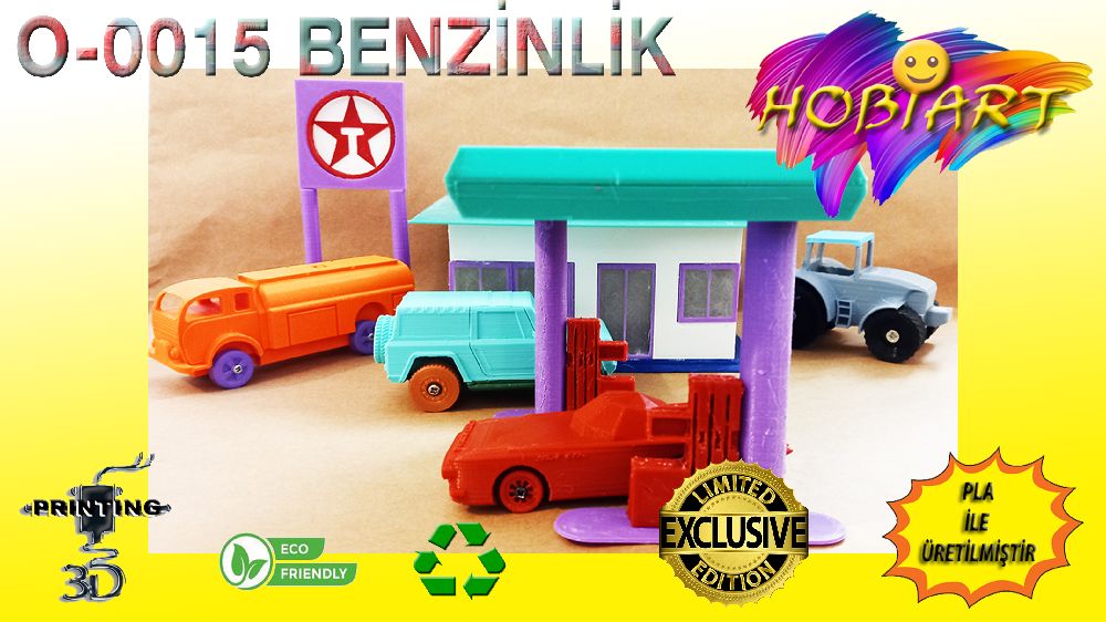 Oyunlar, Oyuncaklar HOBART 3D Bask Satlk O-0015 Benzinlik (Oyuncak Benzin stasyonu Seti)