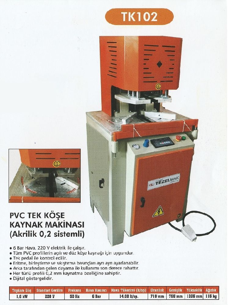 Kaynak Makinalar (PVC) TEZELMAK Pvc Makineleri Satlk Pvc Tek Ke Kaynak Makinas 0,2 Sistemli Akrilik