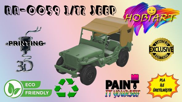 Diger Maket ve Modeller HOBART 3D Bask Satlk Aa-0059 1/72 Wlly'S Jeep