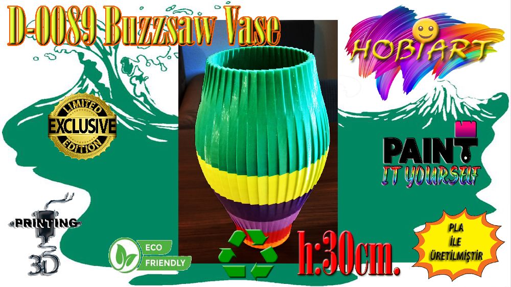 Vazolar 3D Bask Satlk D-0089 Buzzsaw Vase (Dekoratif Vazo)
