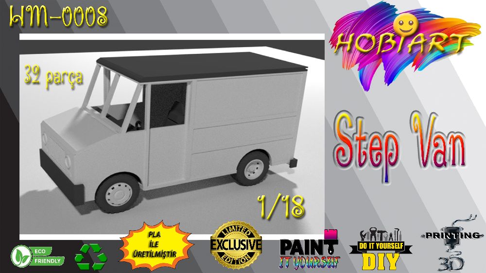 Araba Maketleri HOBART 3D Bask Satlk Hm-0008 1/18 scale Step Van