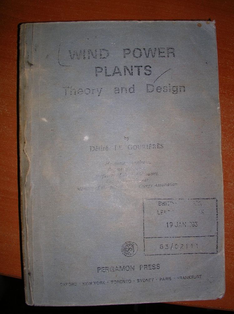 Yabanc Dil Kitaplar WIND POWER PLANTS (DESIRE LE GOURIERES) Satlk WIND POWER PLANTS THEORY AND DESIGN (RZGAR TRBN