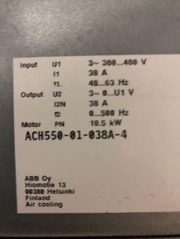 Abb Ach550-01-038A-4 18.5 Kw