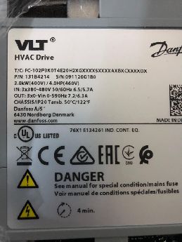 Danfoss Vlt Hvac Drive Fc102-P3K0T4E20H2 3.0 Kw