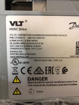 Danfoss Vlt Hvac Drive Fc102-P4K0T4E0H2 4.0 Kw