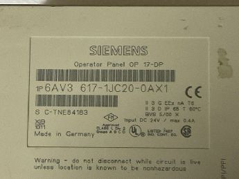 Siemens Panel Op 17-Dp 6Av3 617-1Jc20-0Ax1