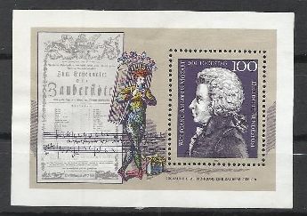 Almanya (Bat) 1991 Posta Damgal Mozart Bloku