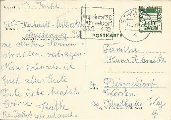 Almanya (Bat) 1966 Binalar Posta Kart